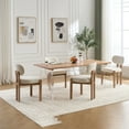 thumbnail image 3 of Wooden Dining Chairs Set of 2, Modern Fabric Upholstered Kitchen Dining Room Chairs with Curved Backrest and Solid Wood Legs, Beige, 3 of 8