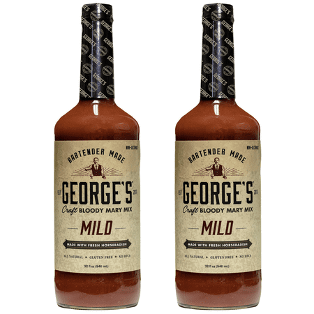 George’s Beverage Company 2 Pack Mild Bloody Mary Mix - 1L Bottle - Gluten Free, All Natural Mixer