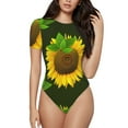 thumbnail image 2 of Picia Sunflower3 Womens One Piece Swimsuits Modest Tummy Control Bathing Suits Lace Up Slimming Swim Suit-Large, 2 of 9