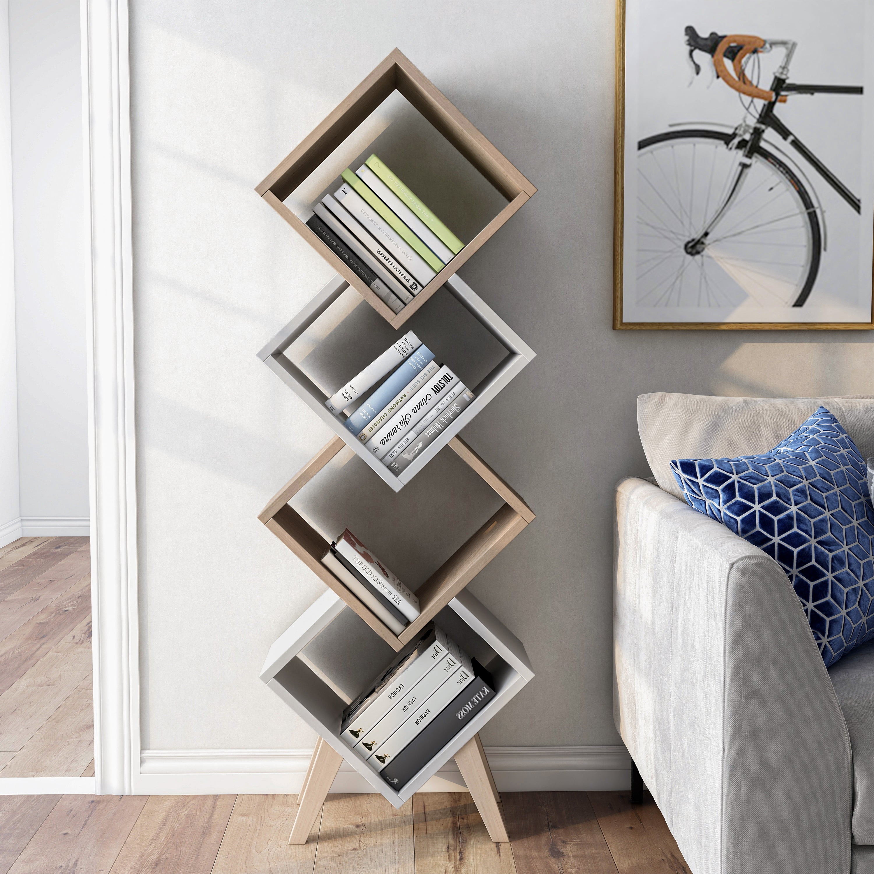Furniture of America Asher 4-Shelf Bookcase, White