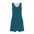 thumbnail image 6 of Lovzfmll Women's Mini Dress, V-Neck Sleeveless with Pocket, Casual Summer Shift Dress Navy-A, 2XL, 6 of 6