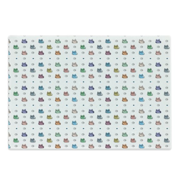 Owl Cutting Board, Owl Motif with Spiral Circles and Big Eyes Night Animal Playroom Concept, Decorative Tempered Glass Cutting and Serving Board, Large Size, Multicolor, by Ambesonne