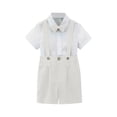 thumbnail image 6 of Little Boys Gentleman Outfits Suits Set Infant Short Sleeve Shirt+Suspender Pants+Bow Tie Overalls Clothing Set Kids Colorful Clothes White 2-3 Years, 6 of 7