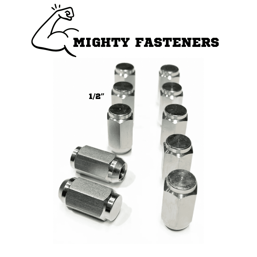 Mighty Fasteners Acorn Lug Nuts, 1/2"-20 Thread, 304 Stainless Steel, Electropolished for Improved Corrosion Resistance - Ideal for Trailer Wheels - 10 Units
