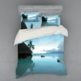 thumbnail image 2 of Ambesonne Tropical Bedding Set 3 Pcs, Wooden House Nature, Twin, Blue Brown, 2 of 3