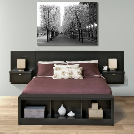 Prepac Black Series 9 Designer Floating Queen Headboard with  Prepac Black Series 9 Designer Floating Queen Headboard with