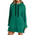 thumbnail image 2 of The Warmy Oversized Hoodie Dress, Warmy Hoodie Women's Casual Pullover Split Hem Drawstring Long Sweatshirt Green XL, 2 of 5