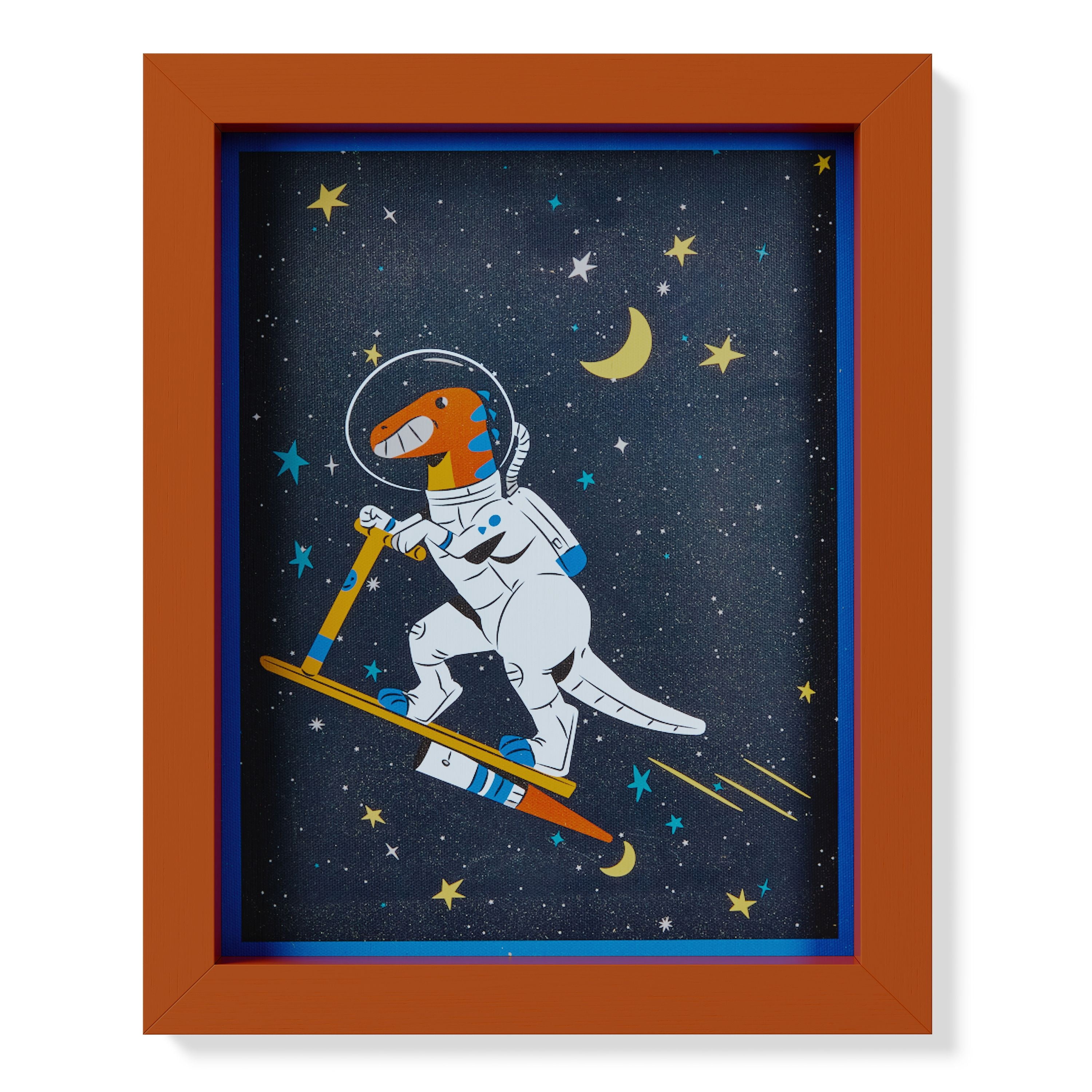 Mainstays Kids Space Dino 3-Piece Framed Wall Art Set