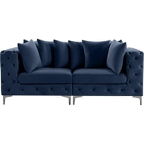 Maklaine Modern / Contemporary Navy Finish Velvet Modular Sofa