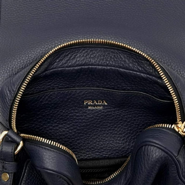 Prada Vitello Phenix Baltico Blue Leather Crossbody Bag with