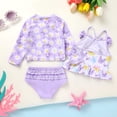 thumbnail image 6 of Tiny Cutey Toddler Girl Swimsuit Baby Long Sleeve Rashguard Top and Tankini Bathing Suit 3 Piece Set for 18-24 Months, 6 of 8