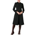 thumbnail image 1 of INSPIRE CHIC Vestido A-Line Vintage para Mujeres con Cuello, Manga Larga, Cinturón, Vestido de Trabajo con Falda Amplia XL Negro, 1 of 5