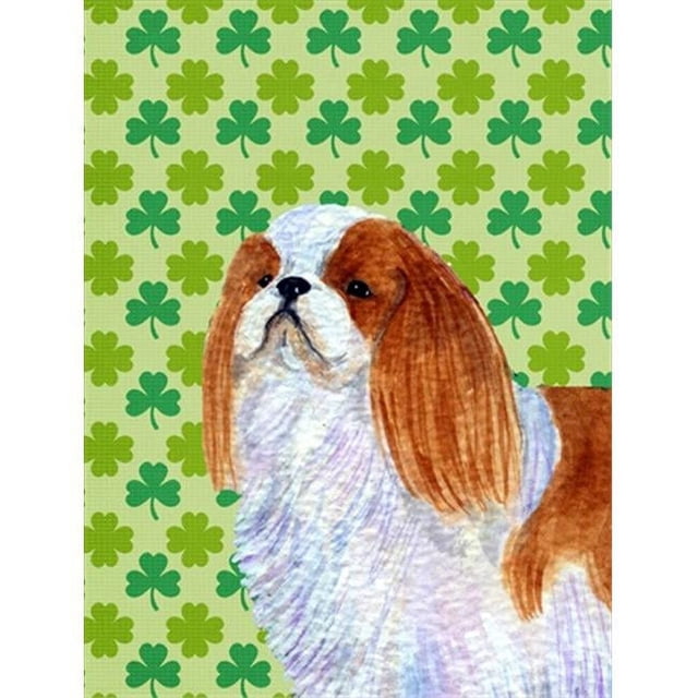 Carolines Treasures SS4438CHF English Toy Spaniel St. Patricks Day Shamrock Portrait Flag Canvas House Size