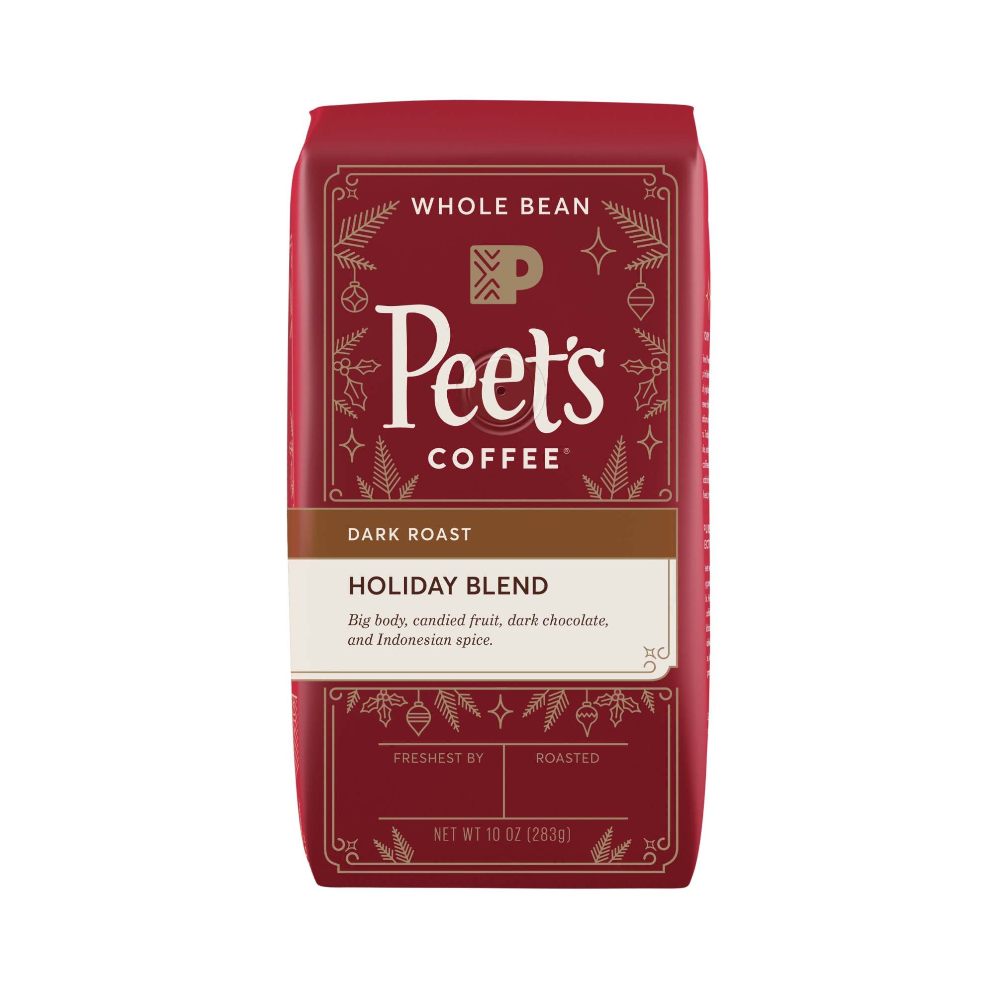 Peet's Coffee Holiday Blend, Dark Roast, Whole Bean Coffee, 10 oz Bag