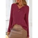 thumbnail image 2 of Camisa PRETTYGARDEN Mujer Manga Larga Cuello en V Acanalada Burdeos, 2 of 8