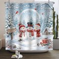 thumbnail image 5 of Duangreer Winter Red Christmas Birds Holiday Shower Curtain with 12 Hooks, Snowman Waterproof Fabric Bathroom Curtain, 72"x72", 5 of 5