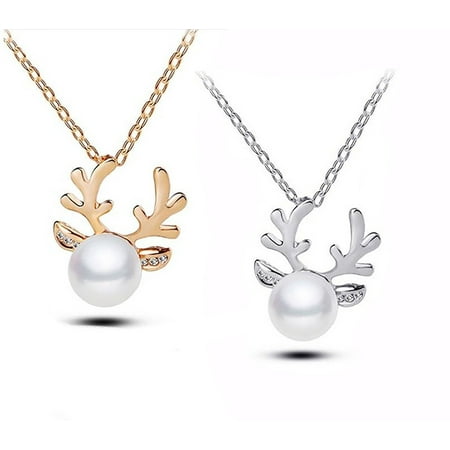 Reindeer Pearl Chain Necklace Ginger Lyne Collection