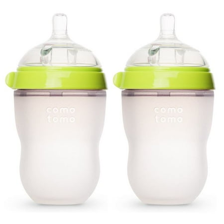 Comotomo Baby Bottle, Green, 8 Ounce, 2 Count
