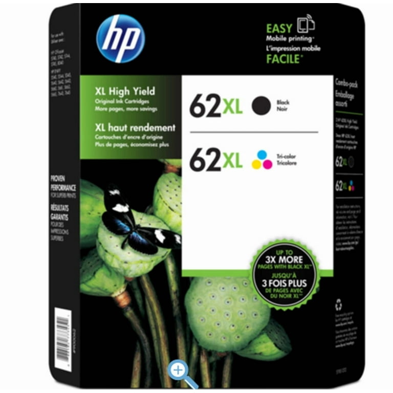 HP 62XL High Yield Ink Cartridge, Black and Tri-Color, 2-Count