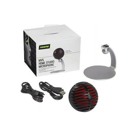Shure - MV5 USB Condenser Microphone - Black w/ Red