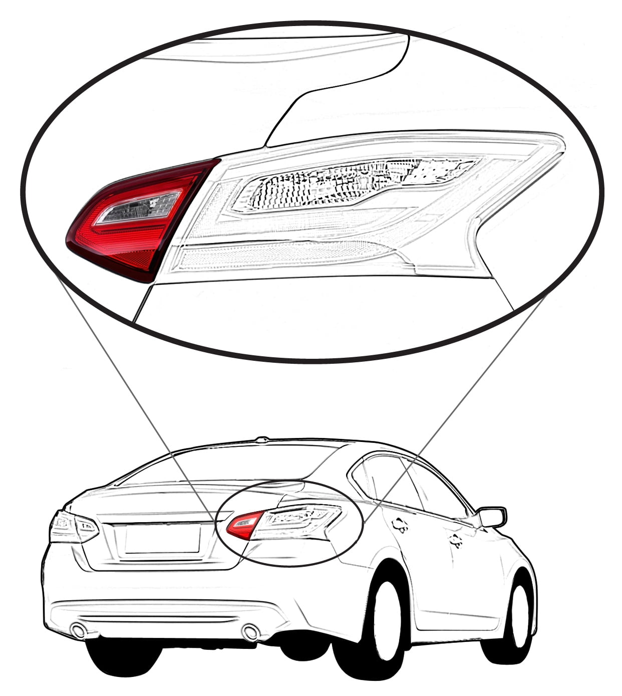 Tail Light Compatible With 2016-2017 Nissan Altima Right Passenger Side, Inner With bulb(s) CAPA Certified