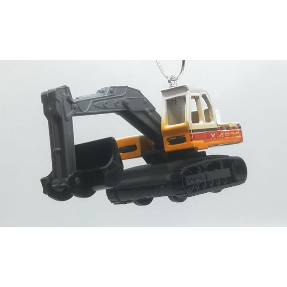 Christmas Ornament for Excavator Backhoe X-4970 Yellow White Black