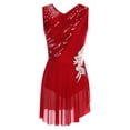 thumbnail image 3 of Sxiwei Robes de Danse Lyrique pour Femmes Sans Manches Ourlet Irrégulier Strass Brillants Robe Performance de Scène Bourgogne m, 3 of 5