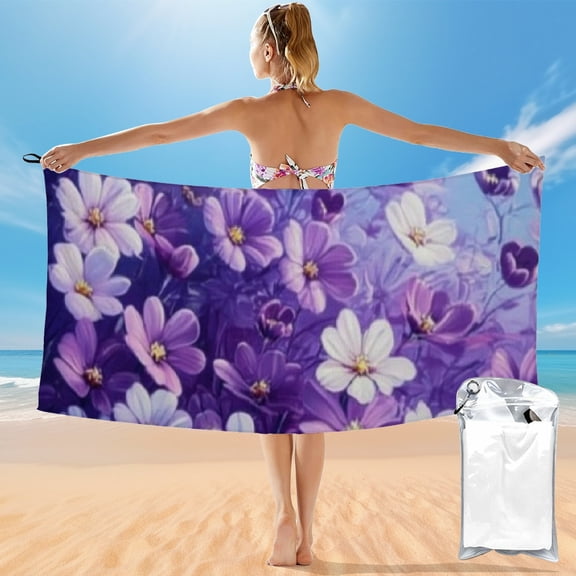 Sheronv Flowers Purple Sky Quick Dry Bath Towel 27.5x55in Ultra-Fine Fiber Towel for Beach Vacations and Outdoor Recreation 55x27.5in