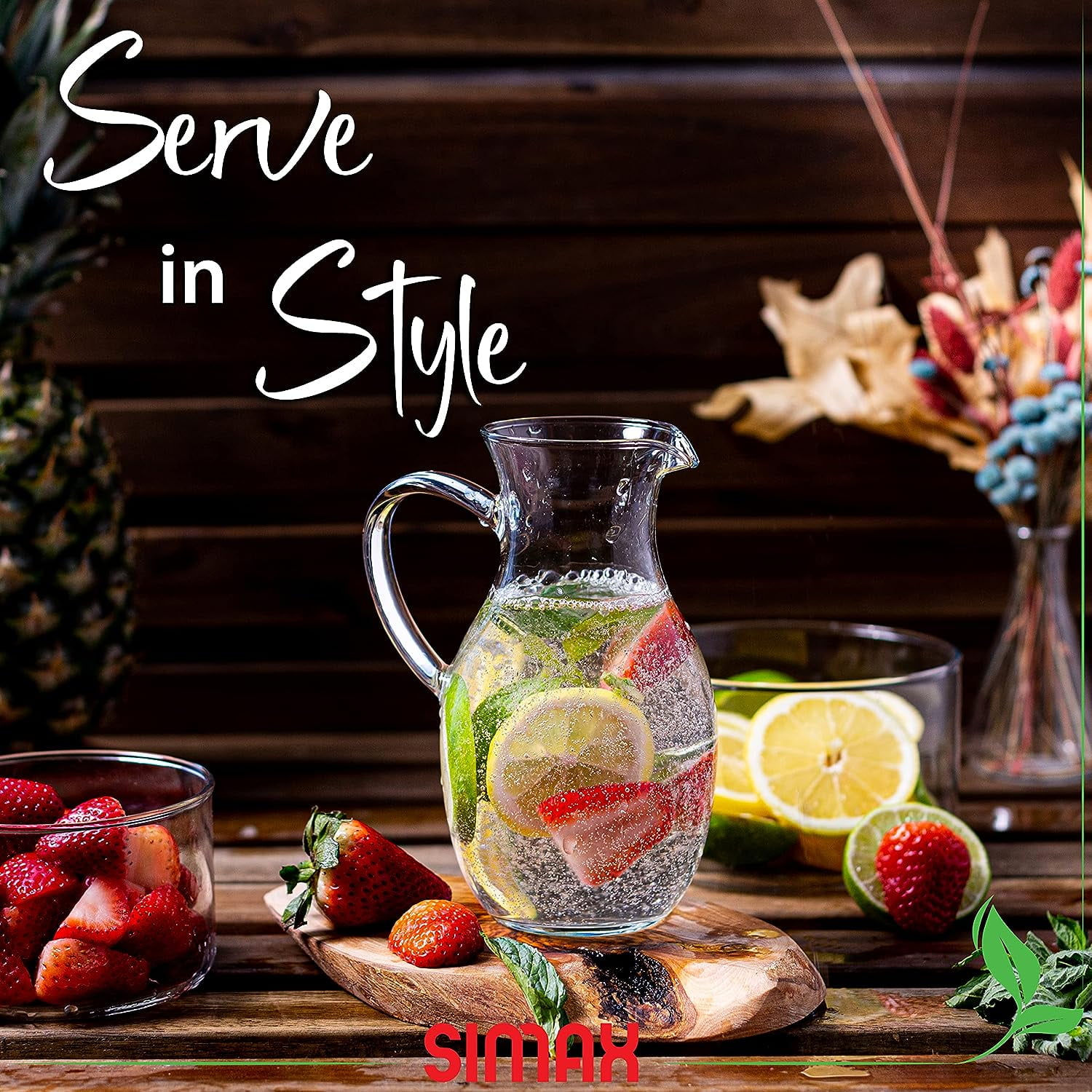 SIMAX Glass Pitcher Borosilicate Glass with Spout and Large Handle, 16 Oz.