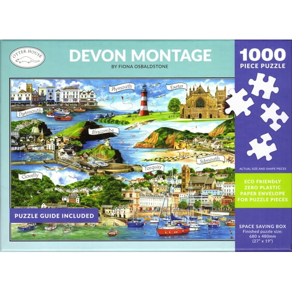 Otter House 1000 Piece Puzzle - Devon Montage By Fiona Osbaldstone