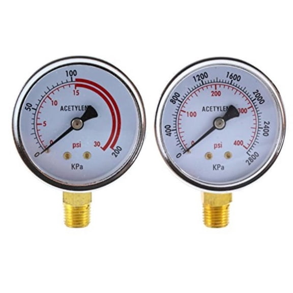 Low and High Pressure Gauges for Acetylene Regulator - 25 inches (Pair)