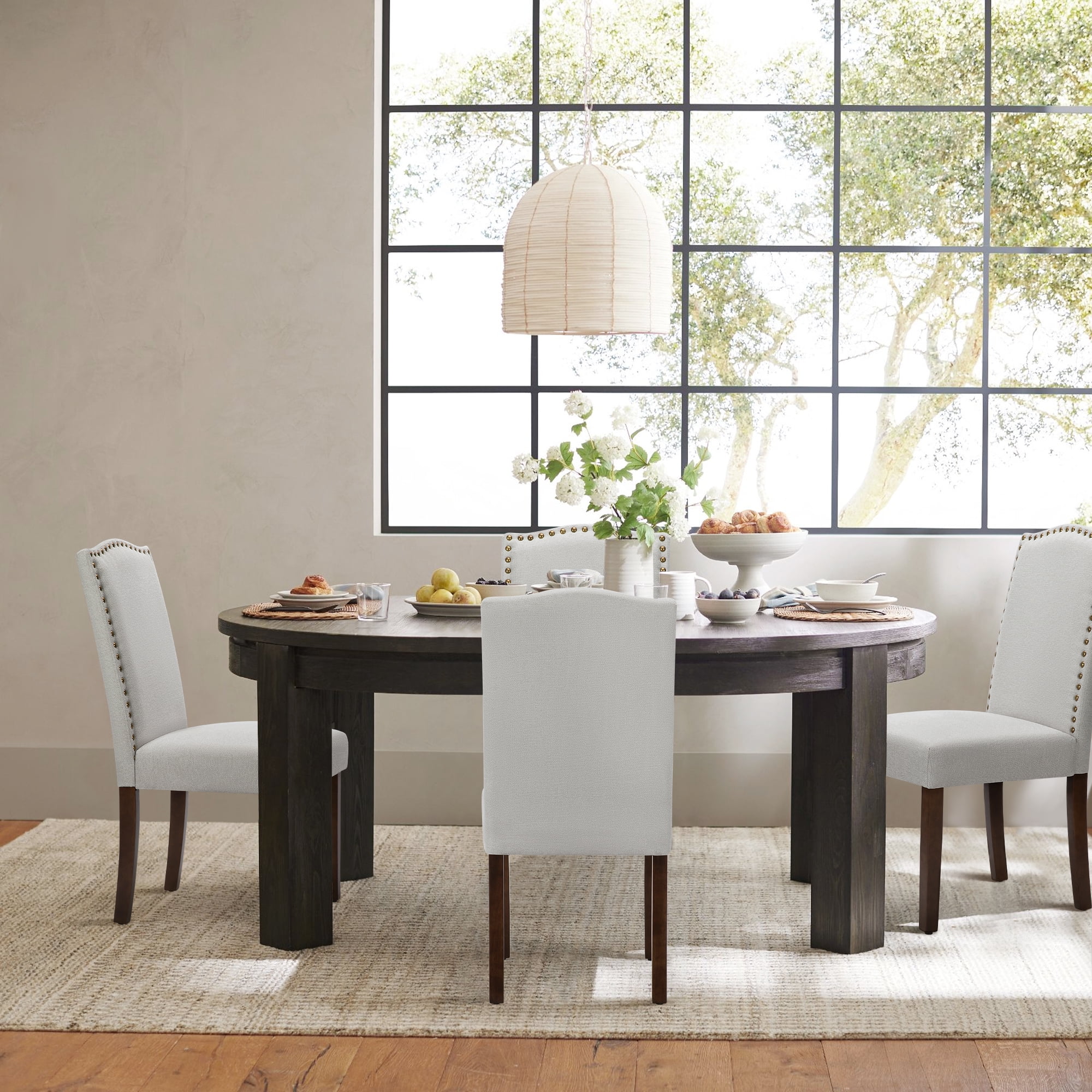 MCQ Dining Chairs Set of 2, Upholstered Fabric Kitchen Room Chairs, Gray