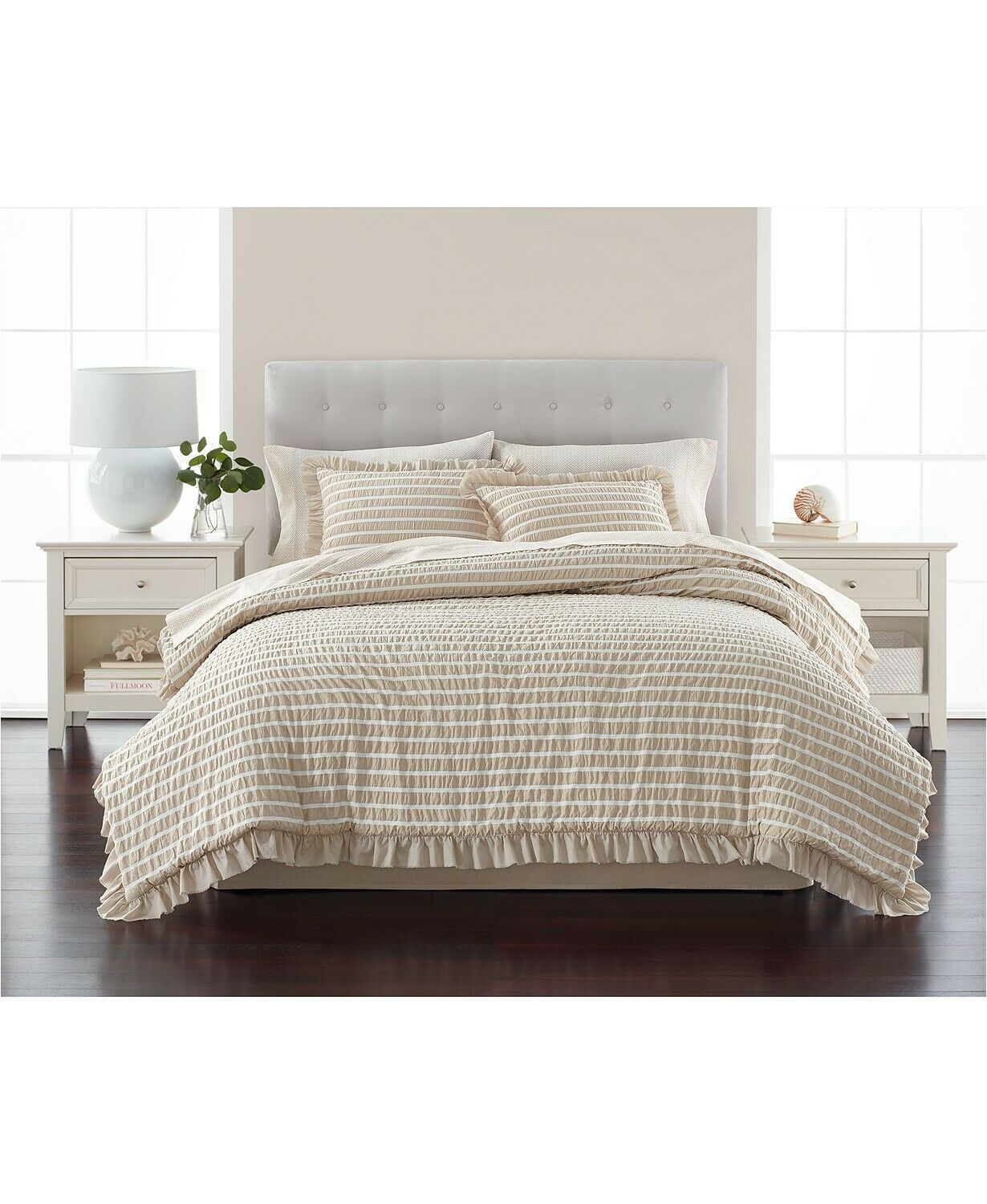 Martha Stewart Collection Cotton Seersucker Stripe 8Pc. Comforter Set