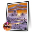 thumbnail image 2 of Cuadros Decorativos 5D diamante pintura amanecer nieve montaña completo redondo taladro DIY mosaico Rhinestone Likrtyny embutido en tela, 2 of 9