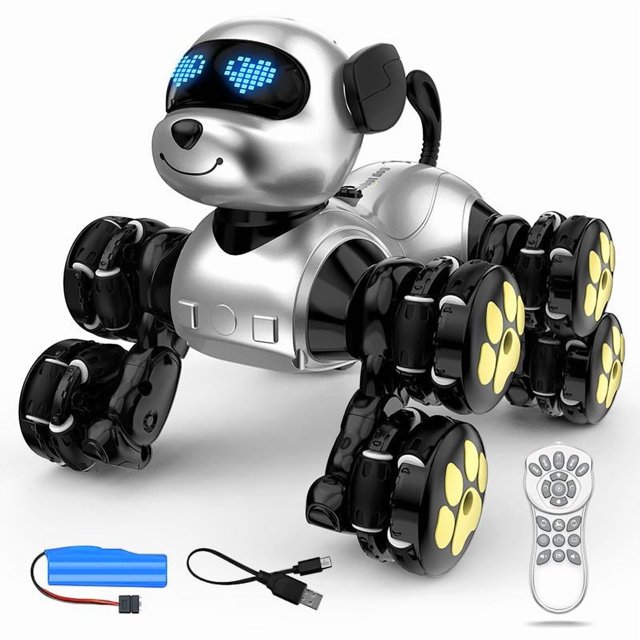 Jouets Interactifs Chat Robot pour Filles, Jouets Robot Électroniques Intelligents Interactifs Programmables Cadeau, Jouet Chien Voiture Télécommandée pour Garçons et Filles
