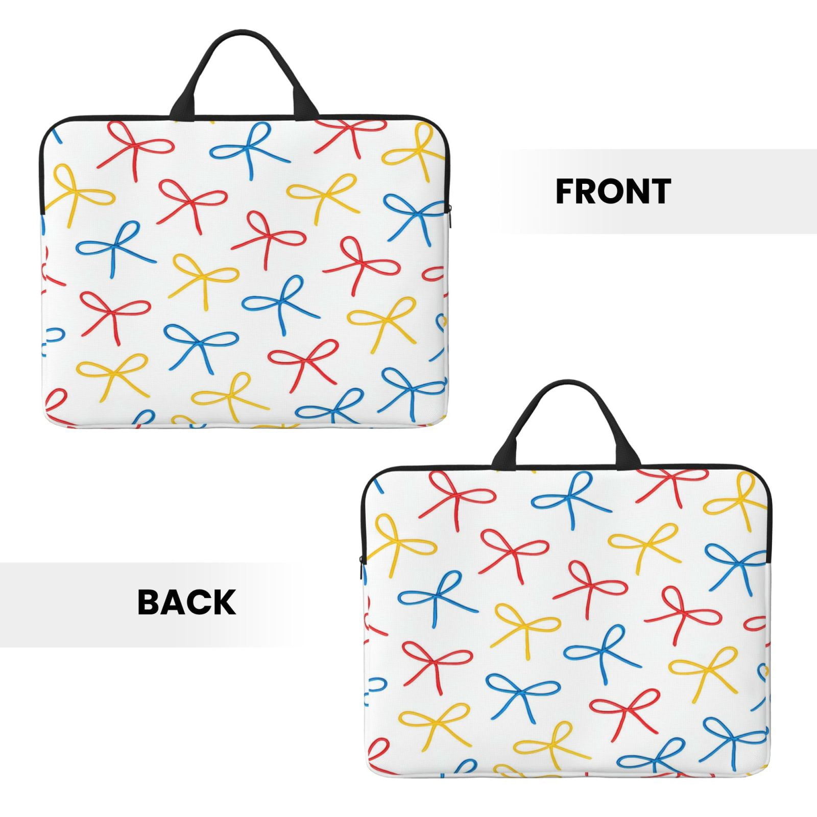 Laptop Sleeve Bag For Women Men 14inch Waterproof Durable Protective Computer Carrying Cover Handle Laptop Case Bag Playful Thin Cartoon Primary Color Ribbon Bow Pattern