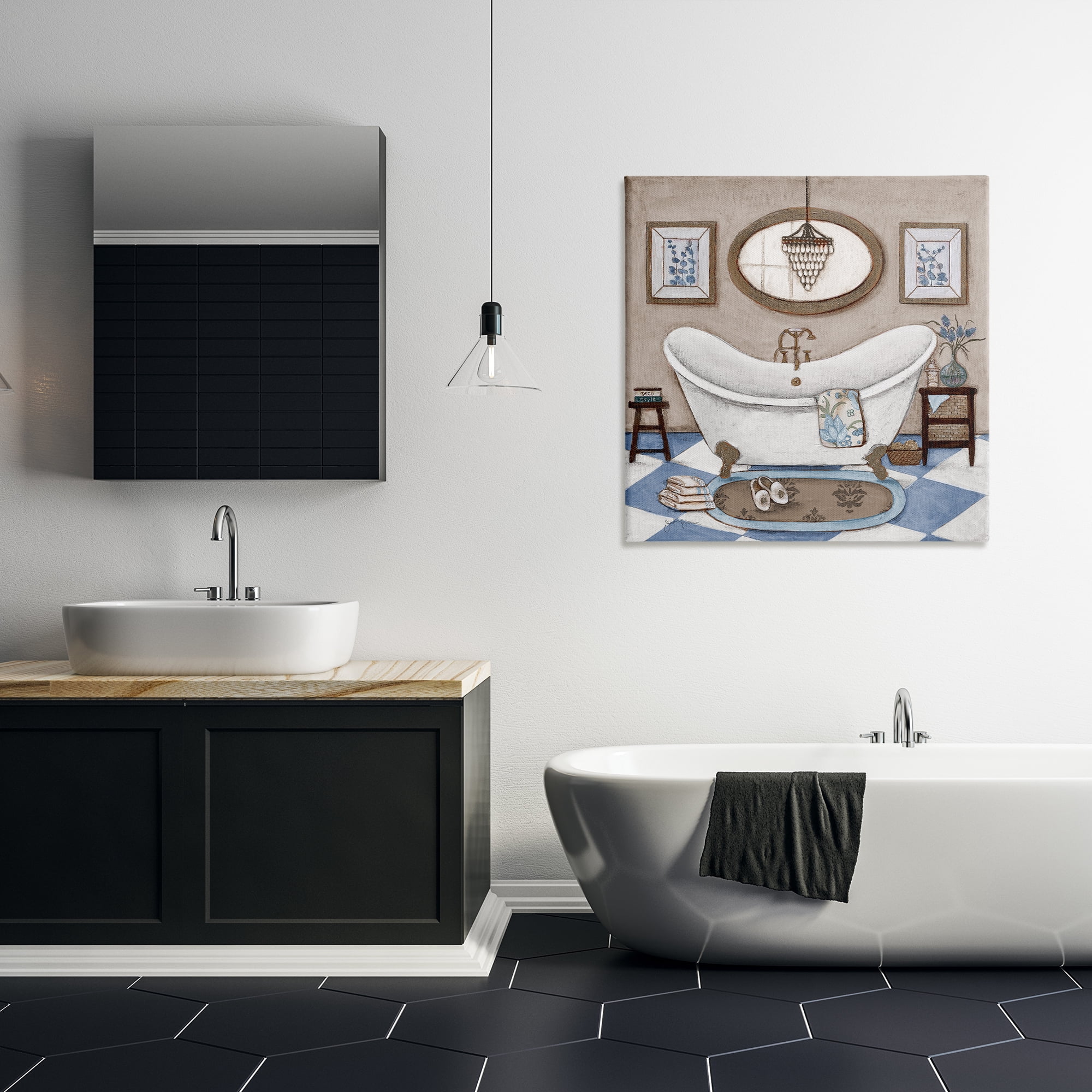 Stupell Industries Checkered Relaxing Bathtub Canvas Wall Art, design by Janet Tava