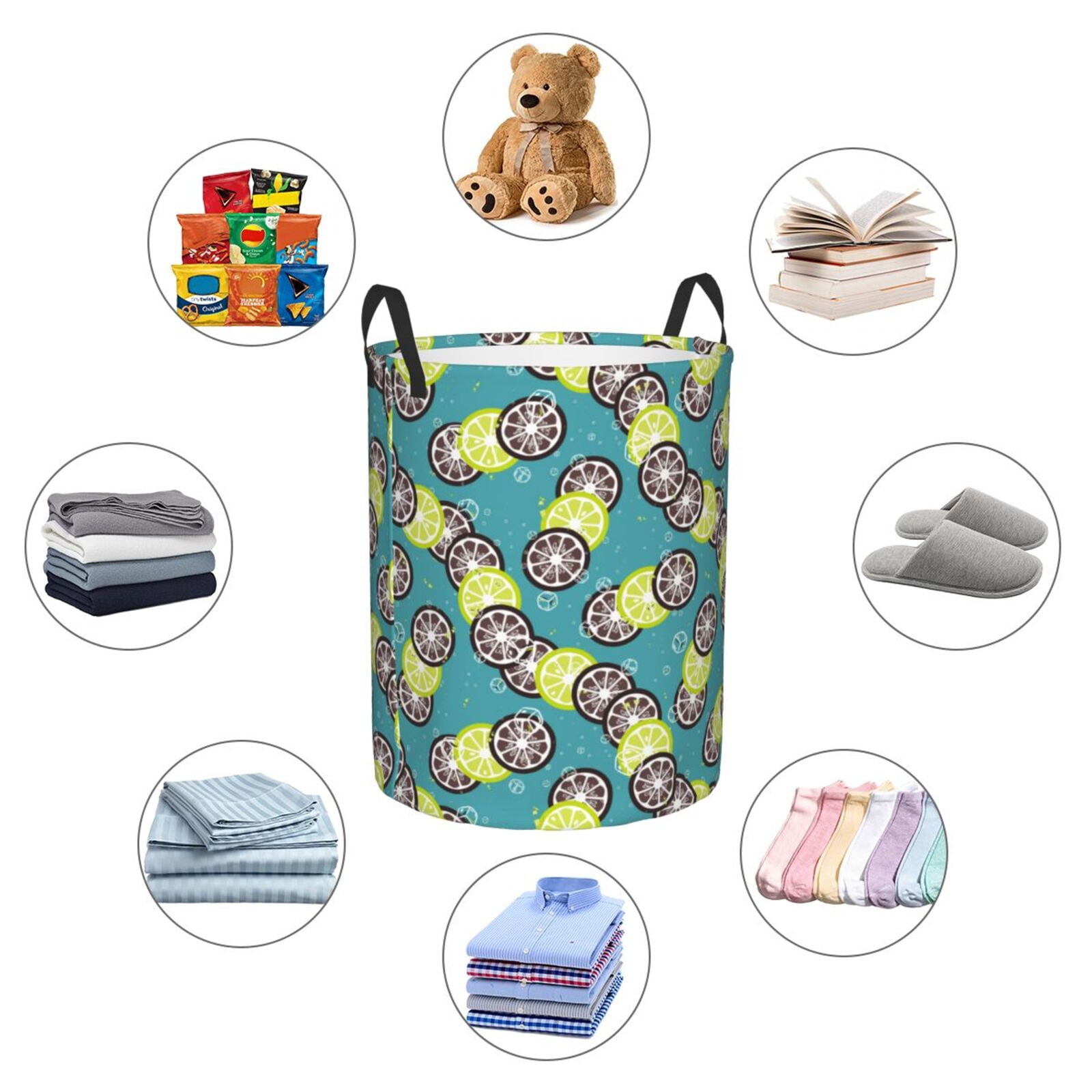 Large Laundry Basket with Handles - Lemon bubble Kids Baby Dirty Clothes Laundry Hamper for Bedroom Aesthetic