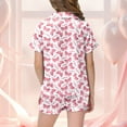thumbnail image 5 of Gunia Silk Pajamas For Girls Bow Satin Valentines Day Cute Bow 2 Piece Button Up Shorts Sets 2-13T Sleepwear Loungewear Pjs Pajama White Size 3-4 Years, 5 of 6