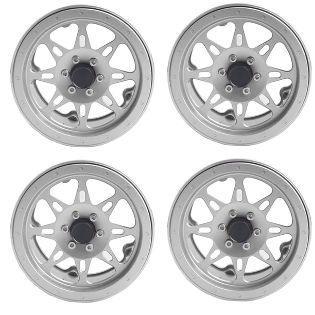 4x Llanta de Neumático de Buje de Rueda de 2.2 Pulgadas de Coche RC plata