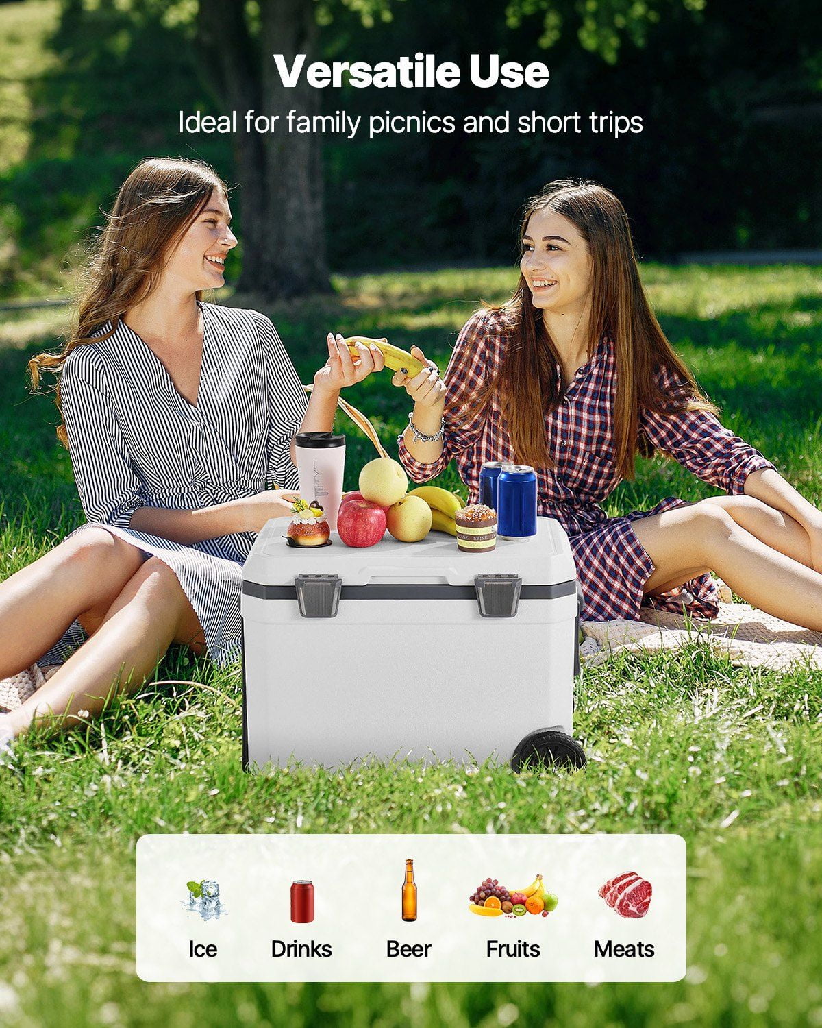 Extra-Large 45 QT Wheeled Cooler – Insulated & Portable, Stores 64 Cans, Convenient Cup Holder for Parties & Travel