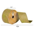 thumbnail image 2 of Vickerman 2.5" x 10 Yards Green Dupion Gold Leaves Christmas Ribbon, 2 of 2