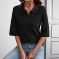 thumbnail image 4 of 3/4 Sleeve Sweater for Women Polo Collared Loose Fit Knit Top Business Casual Dressy Fashion Pullover Tops, 4 of 8