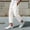 White, variant on Trikvn Linen Capris Men Loose Fit Summer Casual Drawstring Elastic Waist Cropped Pants Breathable Beach Vacation Trousers with Pockets