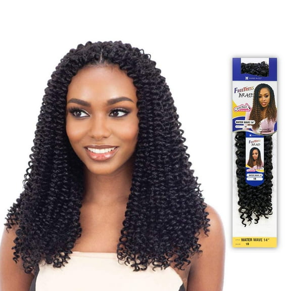 Freetress Synthetic Bulk Crochet Braid - WATER WAVE 14" (1 Jet Black)