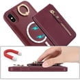 thumbnail image 2 of iPhone Xs max case with Card Holder, iPhone Xs max Phone Case Wallet for Women magsafe Compatible Wallet Detachable 2-in-1 for Men-Red Wine, 2 of 12