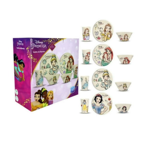 Vajilla de Mesa Bambu Siglo XXI Princesas Beige para 4 Personas 12 pz
