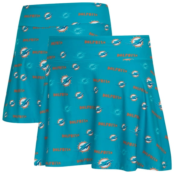 Women's Concepts Sport Aqua Miami Dolphins Mosaic Allover Print Skort