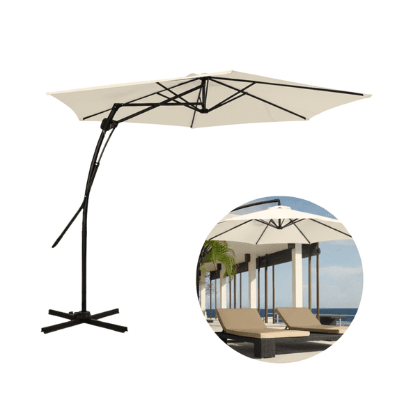 Sombrilla Lateral Tipo Cantilever para Jardín y Terraza | Parasol Exterior con Base Cruzada Moderna