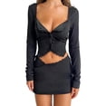 thumbnail image 5 of Coduop Women 2 Piece Bodycon Mini Skirt Set Sleeveless Tank Top and Twirl Skirt Outfit Set, 5 of 9